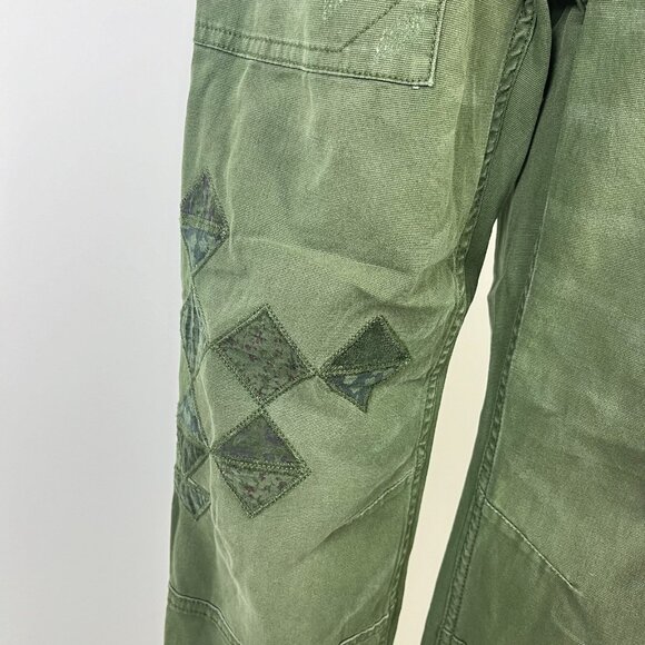 NWOT Anthropologie Pilcro Wanderer Patchwork Overalls Size 27 Green Cotton Blend - Picture 6 of 14